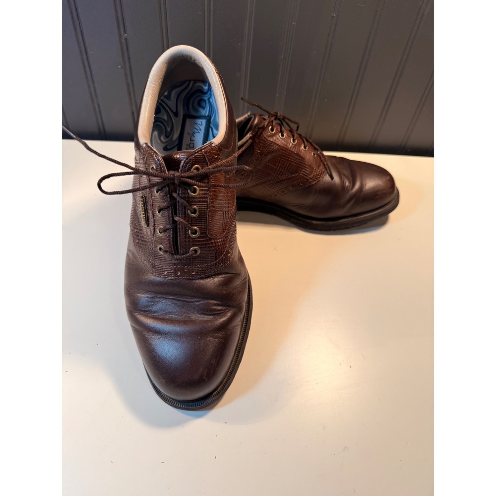 FootJoy MyJoys Mens 9W Brown Leather Spikeless Golf Shoes 53480 Saddle Oxford